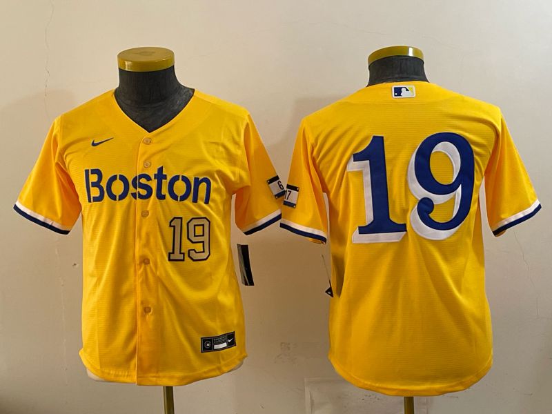Youth 2025 Boston Red Sox #19 No Name Yellow City Edition Nike MLB Jersey style 03-0